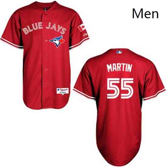Mens Majestic Toronto Blue Jays 55 Russell Martin Replica Red Canada Day MLB Jersey